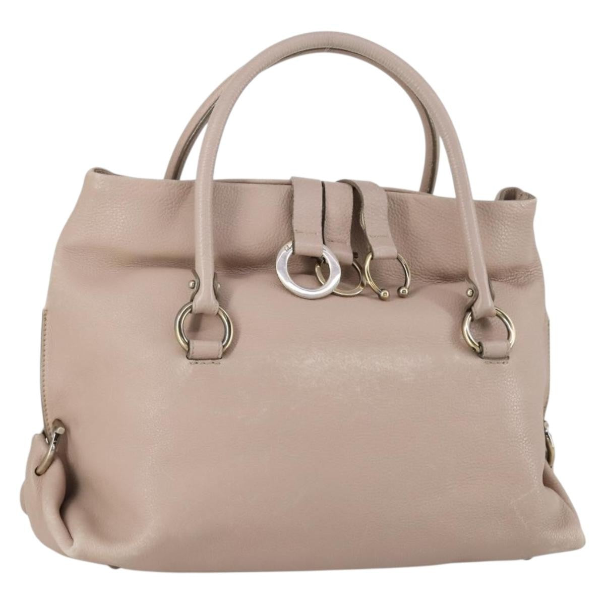 Salvatore Ferragamo Gancini Leather Beige Leather Shoulder Bag Bag (Pre-Owned)