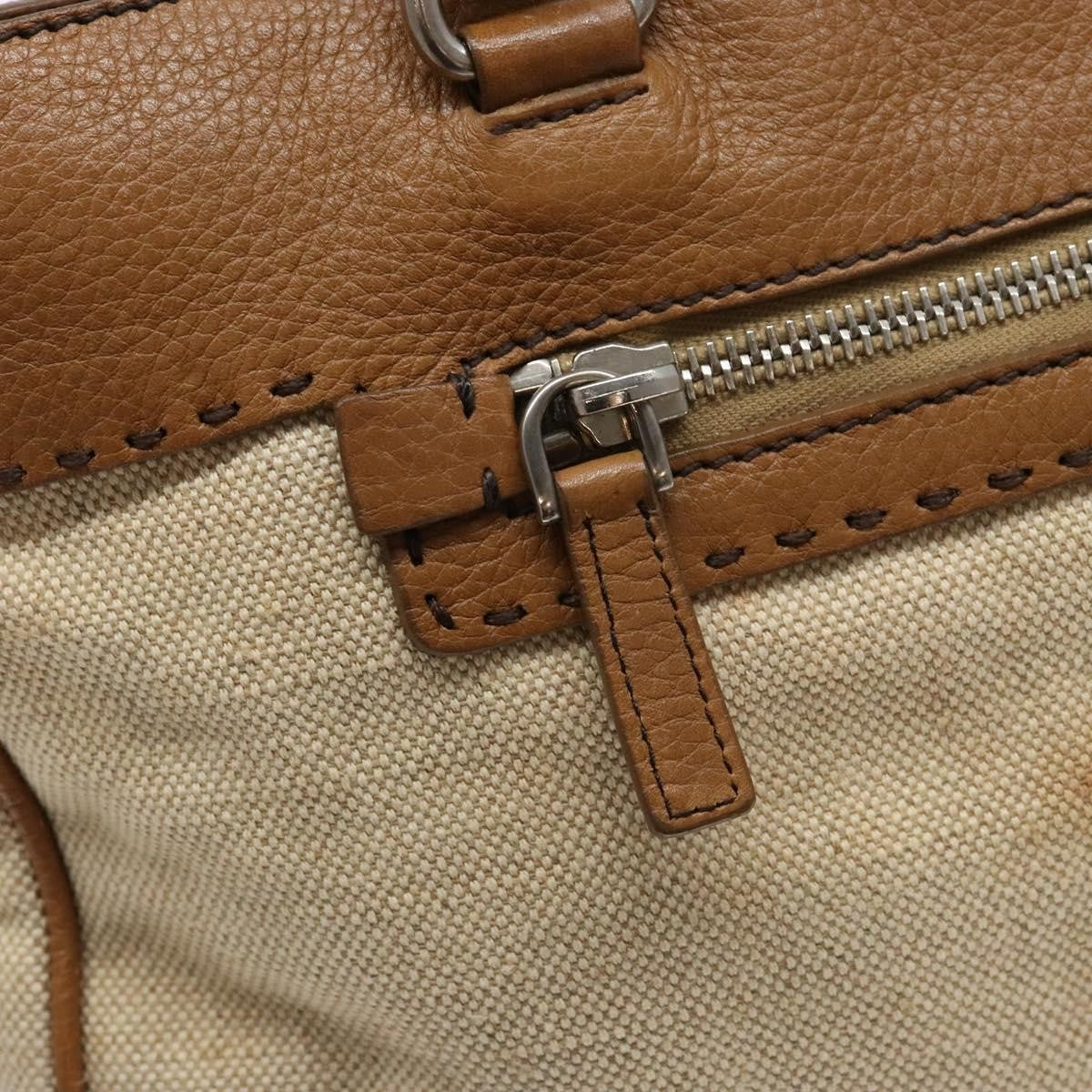 Prada Vintage Convertible Tote Canvas And Leather Beige Canvas Tote Bag Bag (Pre-Owned)
