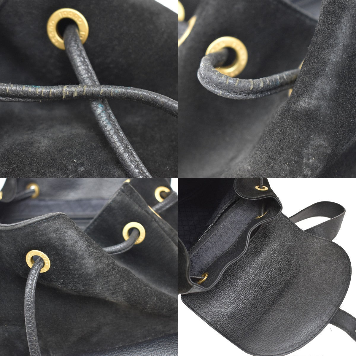 Gucci Vintage Bamboo Suede Black Suede Backpack Bag (Pre-Owned)