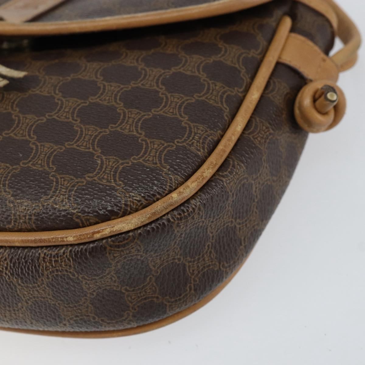 Celine Vintage Macadam Canvas And Leather Brown Canvas Shoulder Bag Bag (Pre-Owned)
