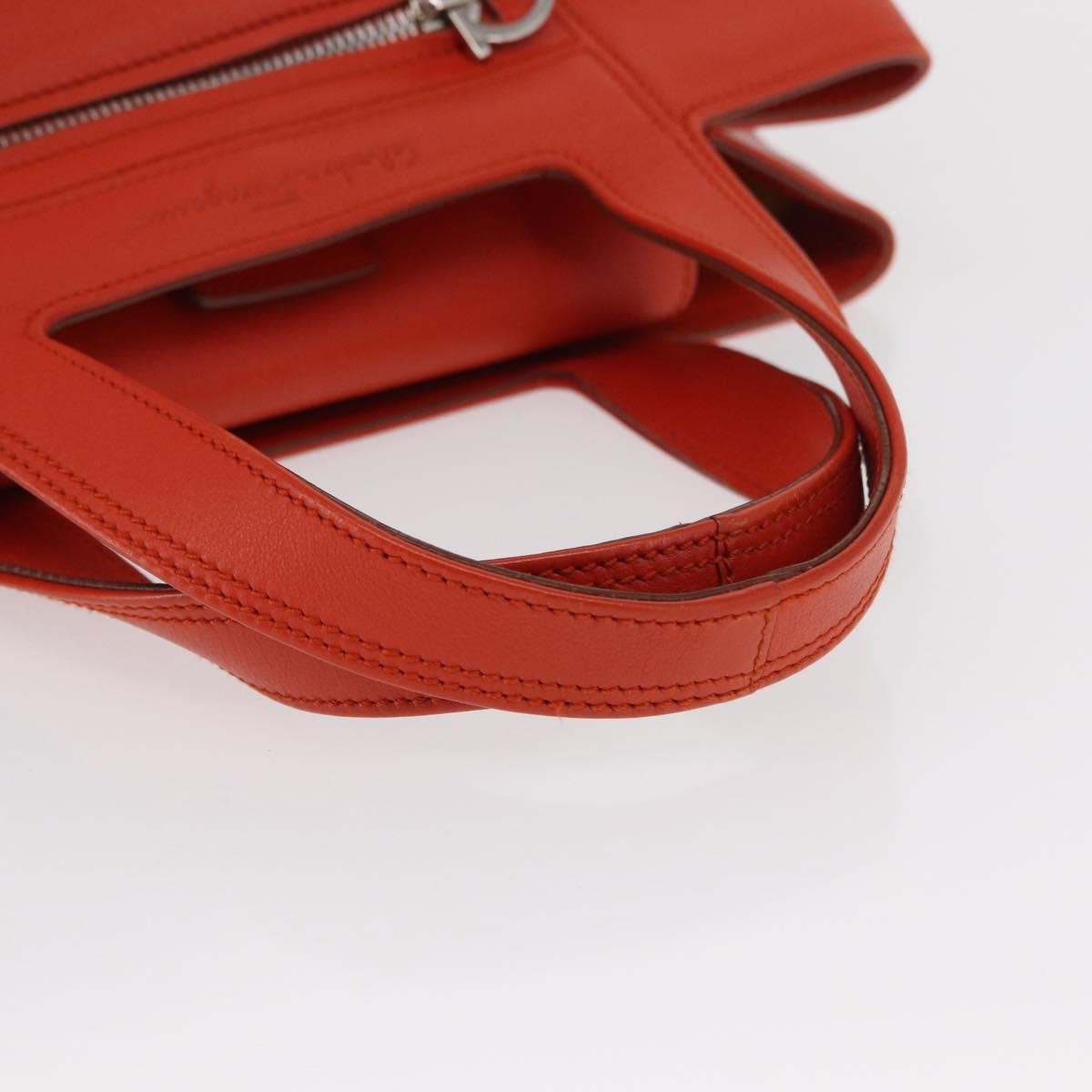 Salvatore Ferragamo Gancini Leather Orange Leather Handbag (Pre-Owned)