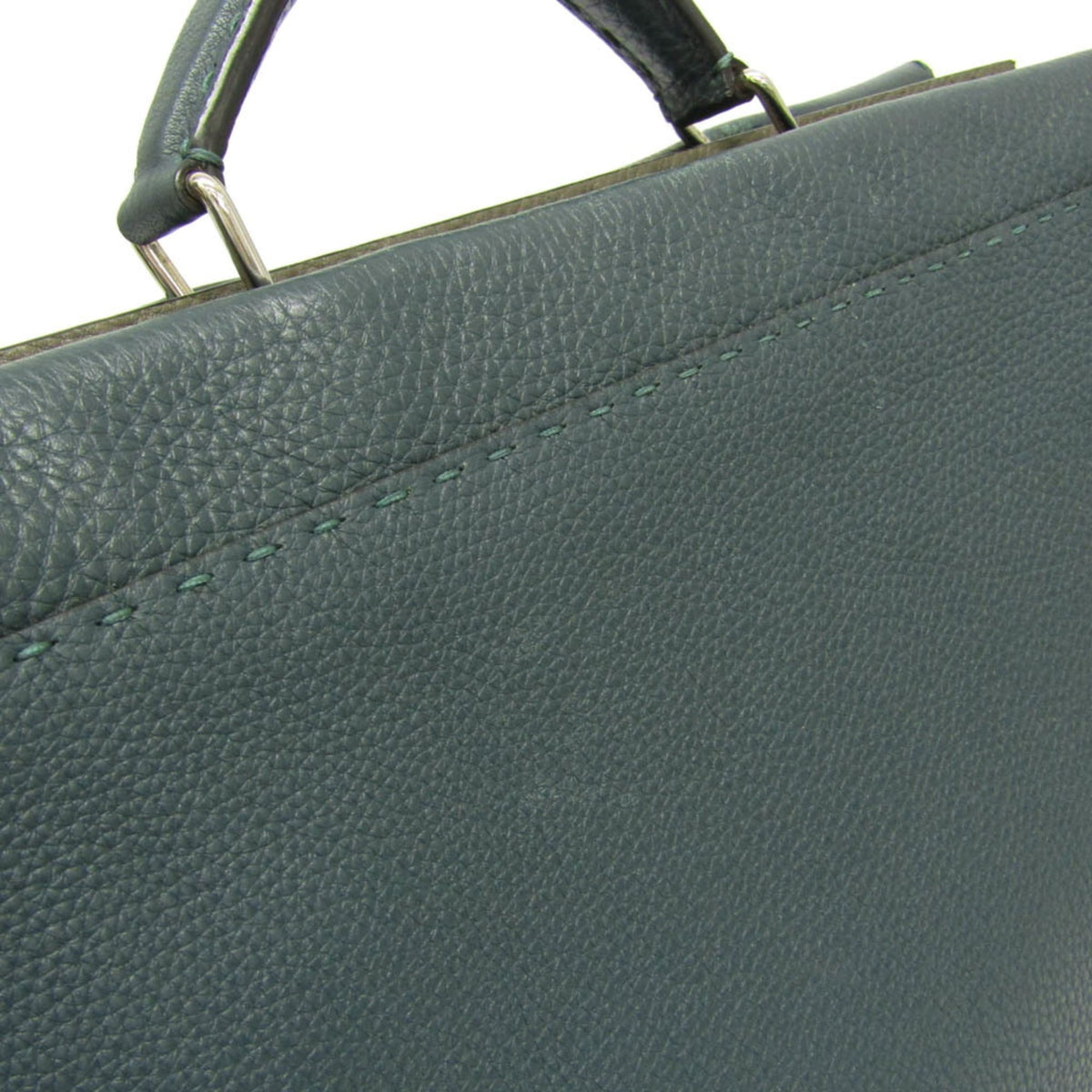 Fendi Monster Selleria Peekaboo Leather Green Leather Handbag (Pre-Owned)