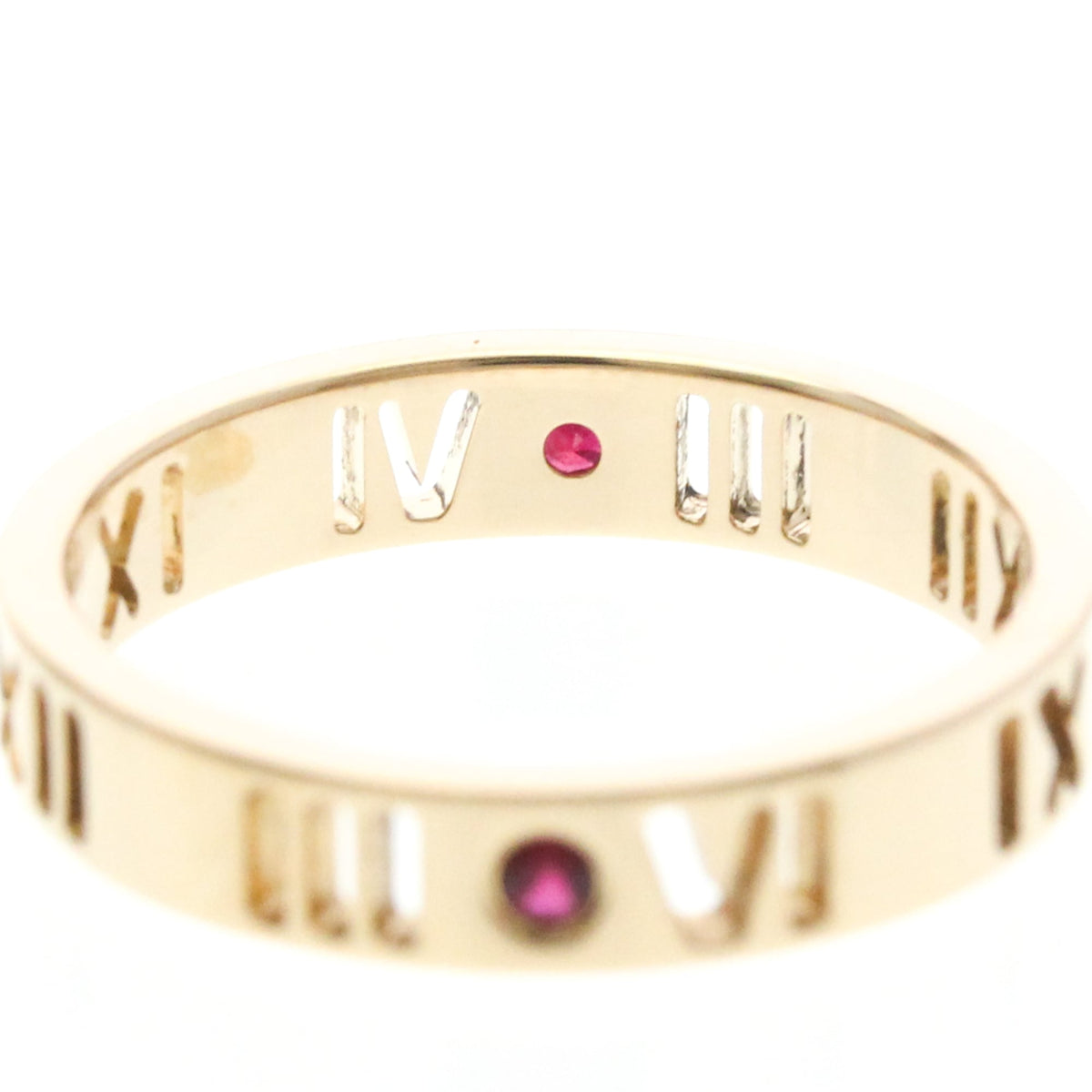 Tiffany & Co. Atlas Pierced 18K Rose Gold And Diamonds Gold Pink_Gold Ring Jewelry (Pre-Owned)