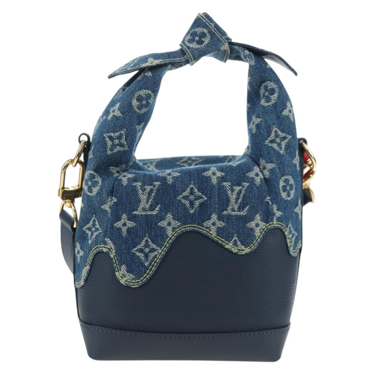 Louis Vuitton Nigo Japanese Cruiser Monogram Denim And Taurillon Leather Blue Canvas Handbag (Pre-Owned)