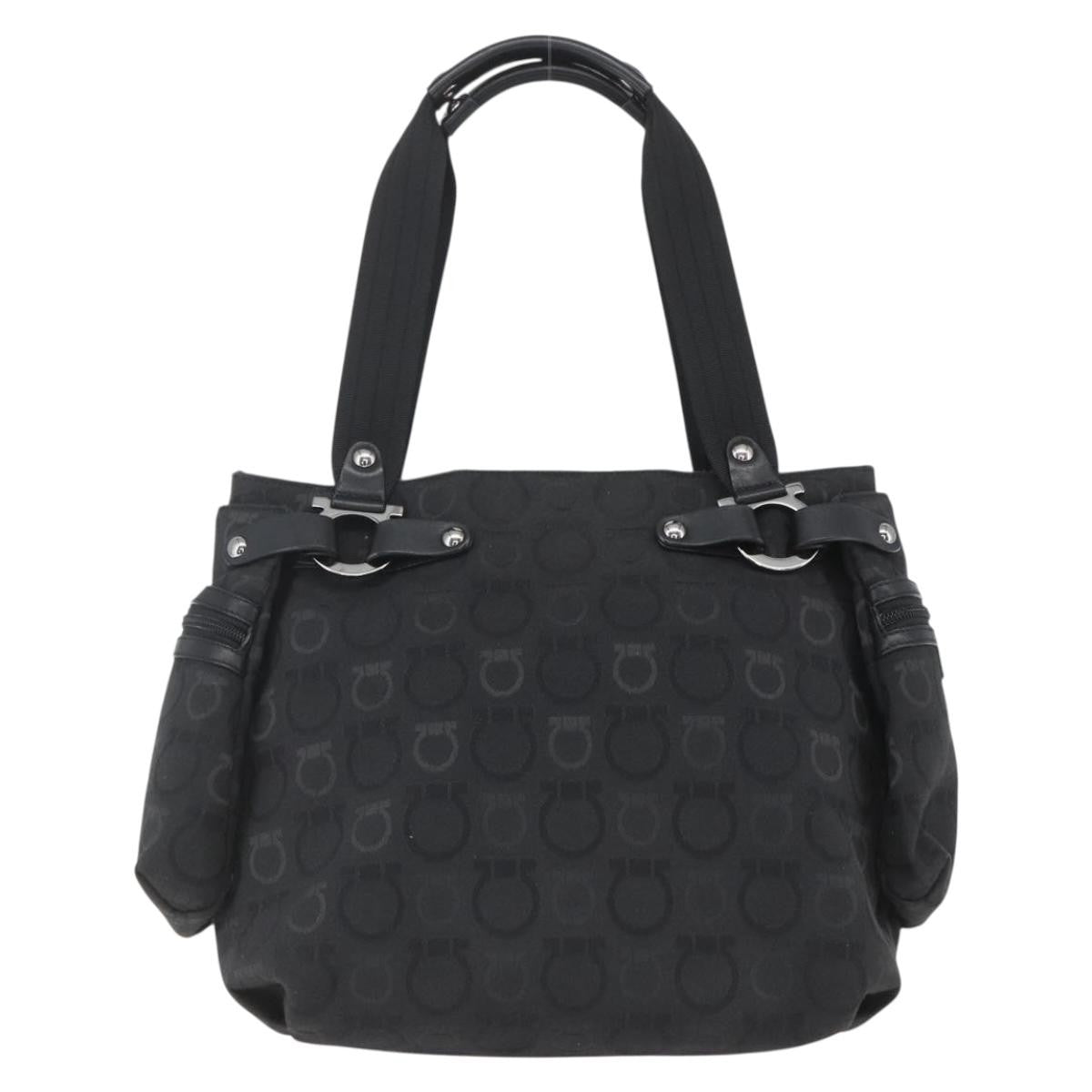 Salvatore Ferragamo Gancini Tote Nylon Black Nylon Tote Bag Bag (Pre-Owned)