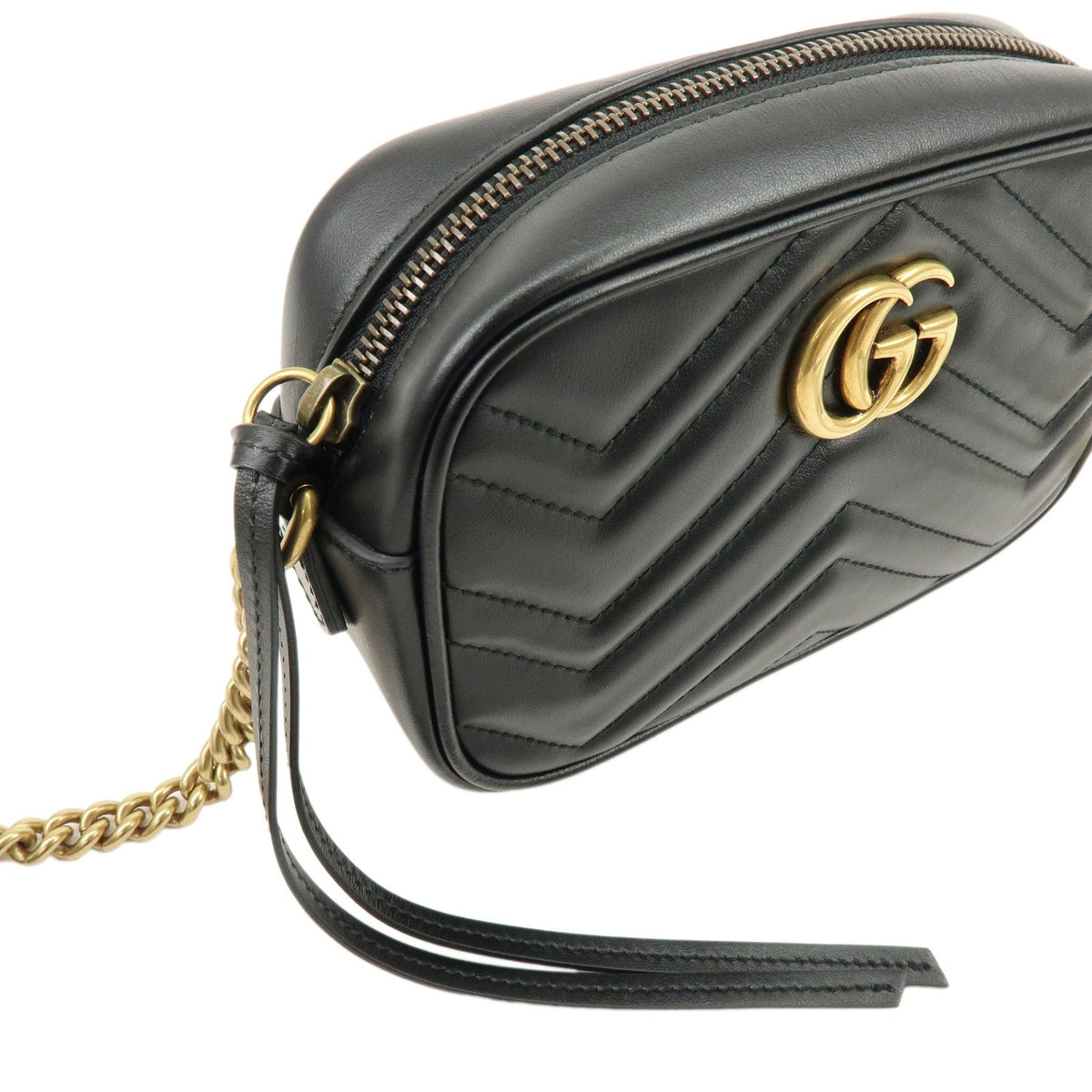 Gucci Gg Marmont Matelasse Leather Black Leather Shoulder Bag Bag (Pre-Owned)