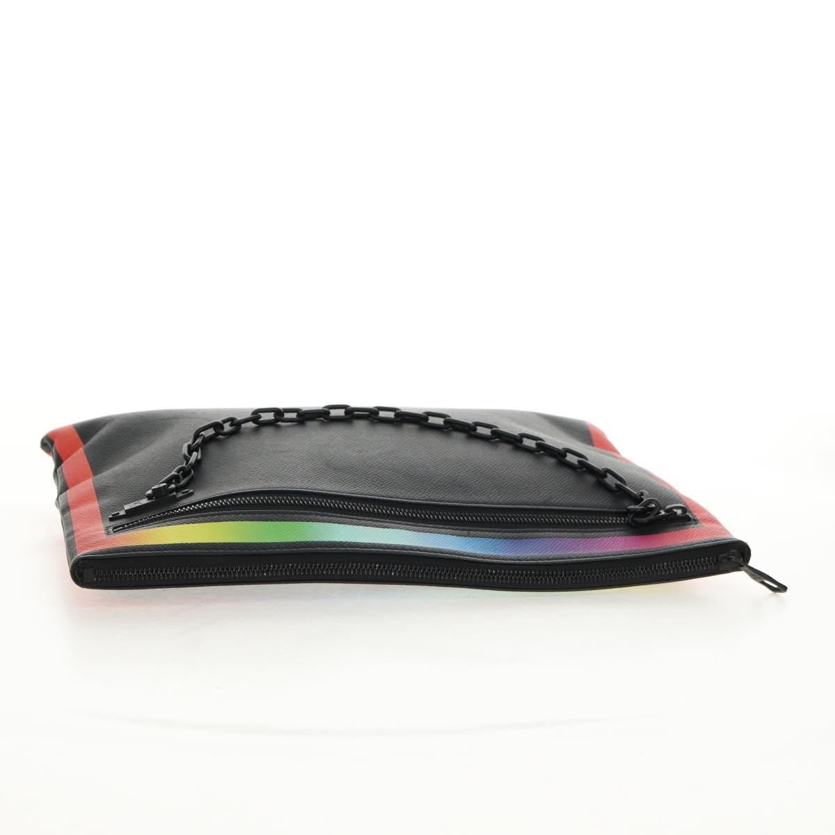 Louis Vuitton Pochette A4 Rainbow Taiga Leather Black Leather Clutche & Pouche Bag (Pre-Owned)