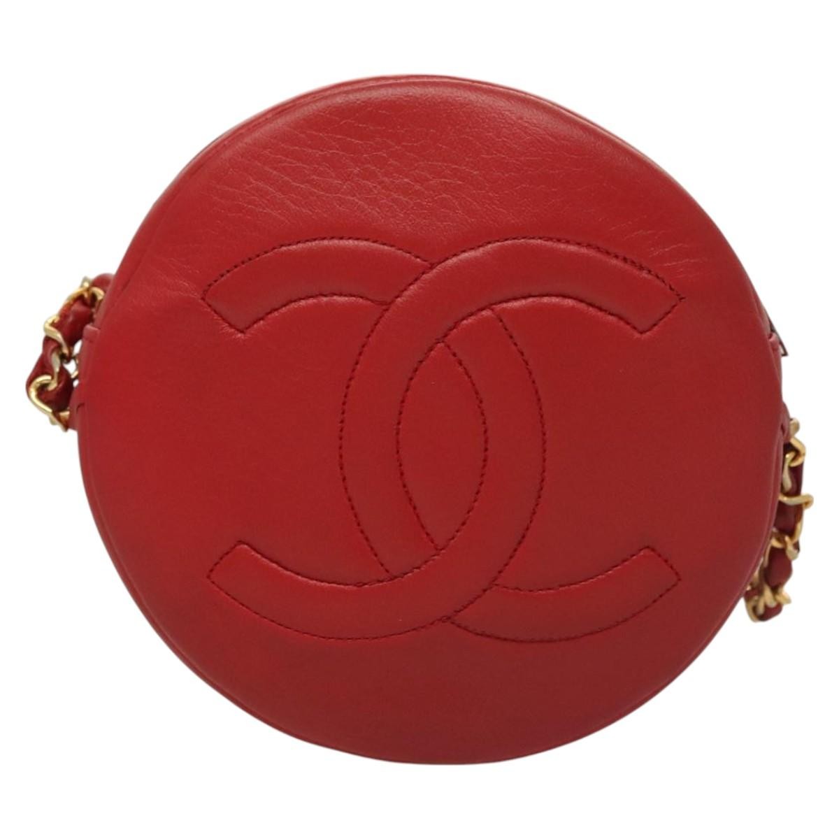 Chanel Vintage Round Tassel Quilted Lambskin Red Leather Shoulder Bag Bag (Pre-Owned)