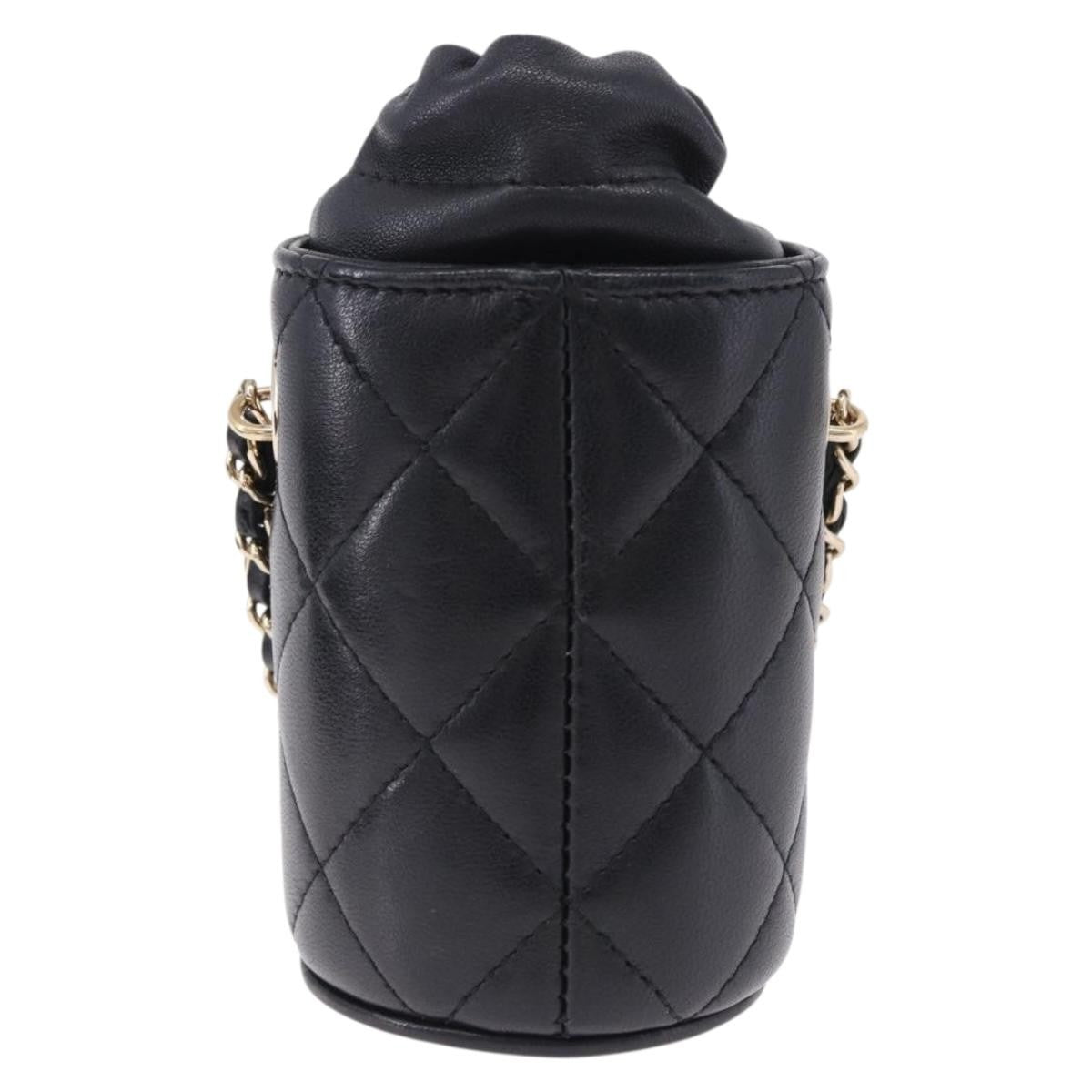 Chanel Drawstring Bucket With Chain Quilted Lambskin Black Leather Shoulder Bag Bag (Pre-Owned)