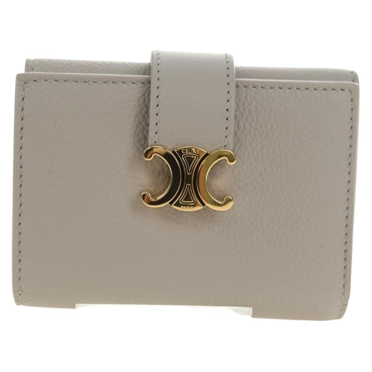 Celine Triomphe Trifold Leather Beige Leather Wallets Accessory (Pre-Owned)