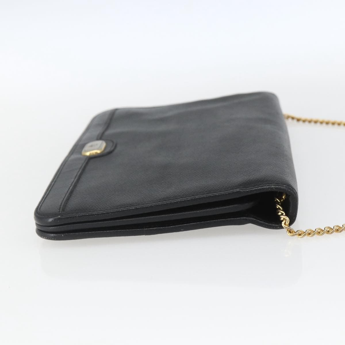 Christian Dior Vintage Chain Flap Leather Black Leather Shoulder Bag Bag (Pre-Owned)