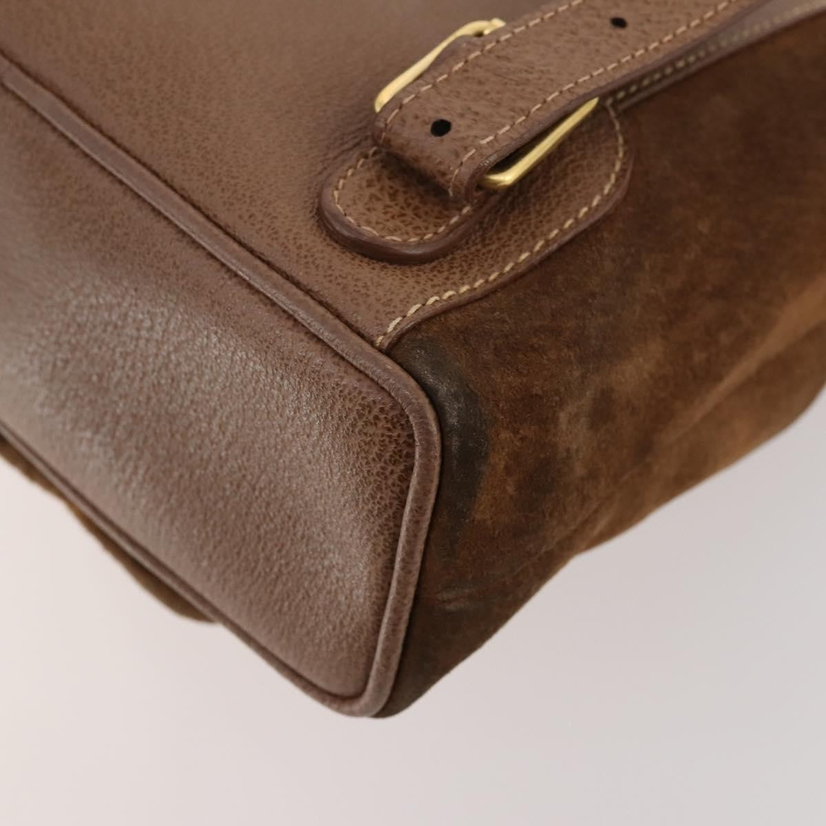 Gucci Gucci Bamboo Daim Brown Suede Backpack Bag (Pre-Owned)