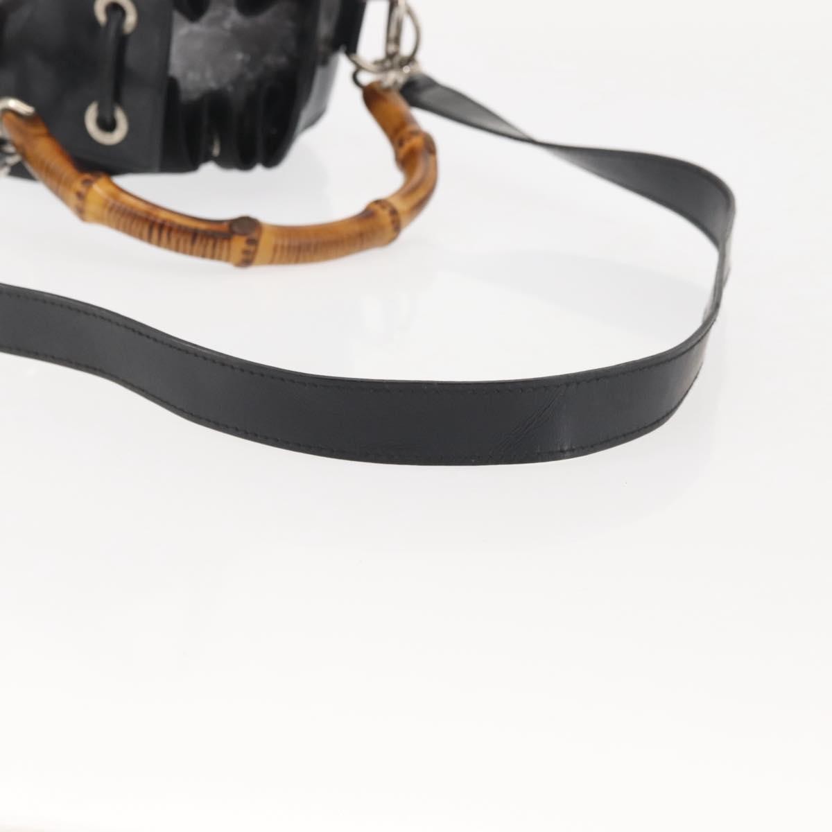 Gucci Vintage Bamboo Bucket Nylon And Leather Black Nylon Bag (Pre-Owned)