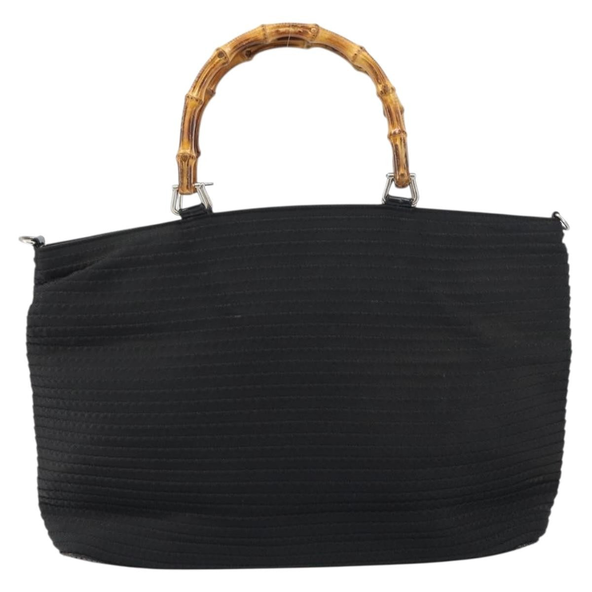 Gucci Vintage Bamboo Handle Nylon Black Nylon Tote Bag Bag (Pre-Owned)