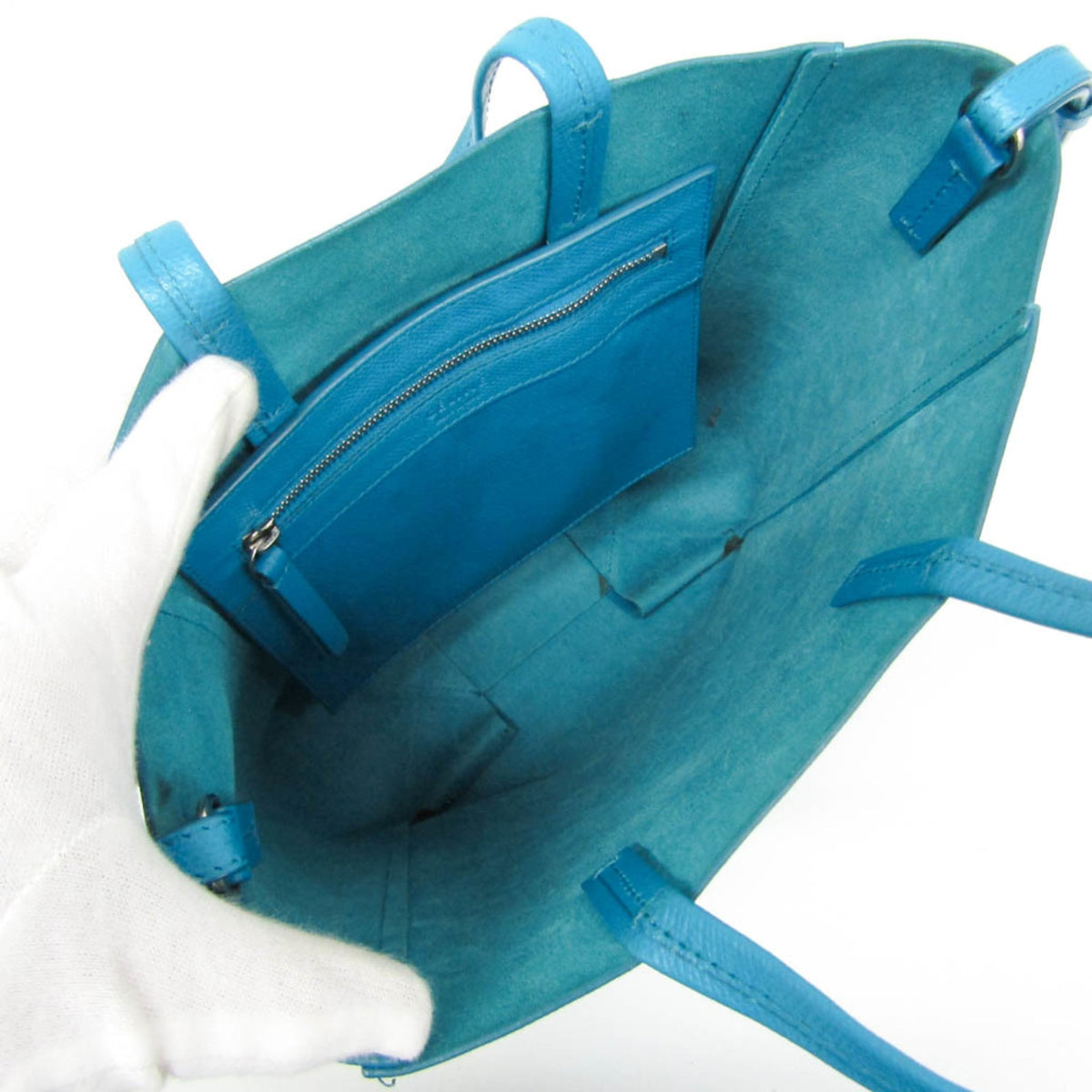Celine Vertical Cabas All Over Logo Print Leather Blue Leather Tote Bag Bag (Pre-Owned)