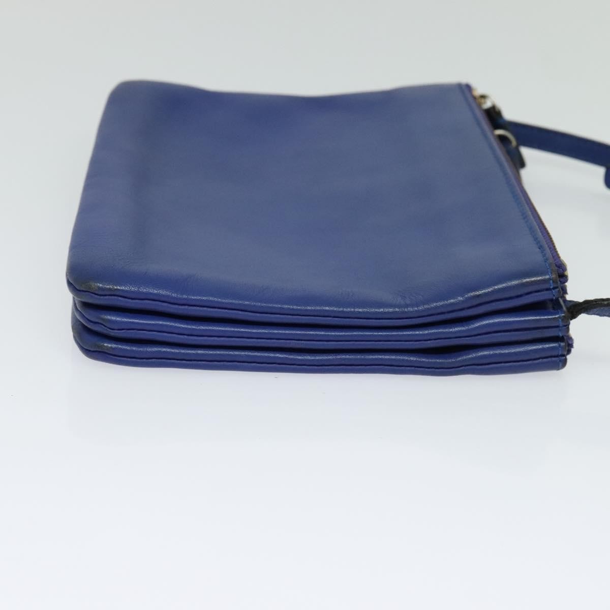 Celine Trio Leather Blue Leather Shoulder Bag Bag (Pre-Owned)