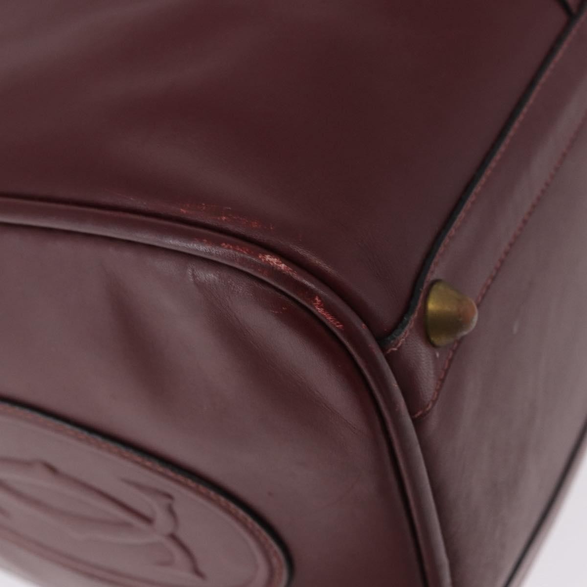 Cartier Must De Cartier Boston Leather Burgundy Leather Travel Bag Bag (Pre-Owned)
