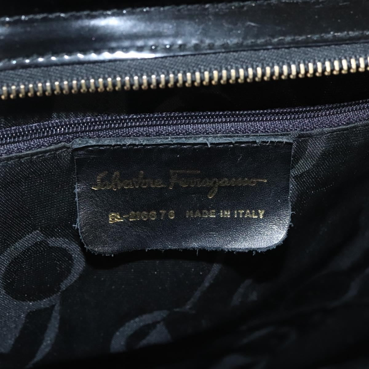 Salvatore Ferragamo Vala Patent Leather Black Patent_Leather Shoulder Bag Bag (Pre-Owned)