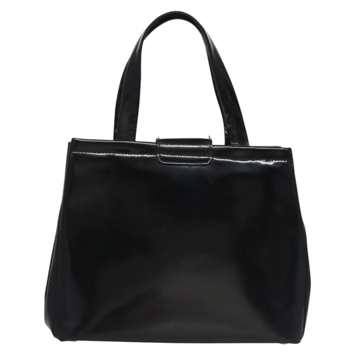 Salvatore Ferragamo Vala Leather Black Patent_Leather Handbag (Pre-Owned)