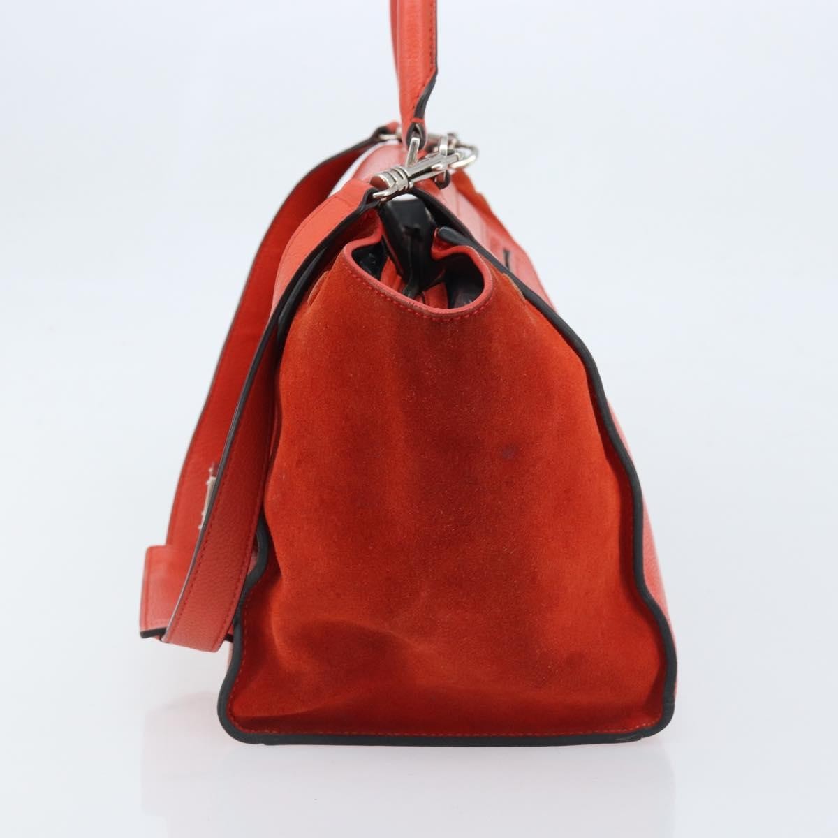 Celine Trapeze Leather With Suede Orange Leather Handbag (Pre-Owned)