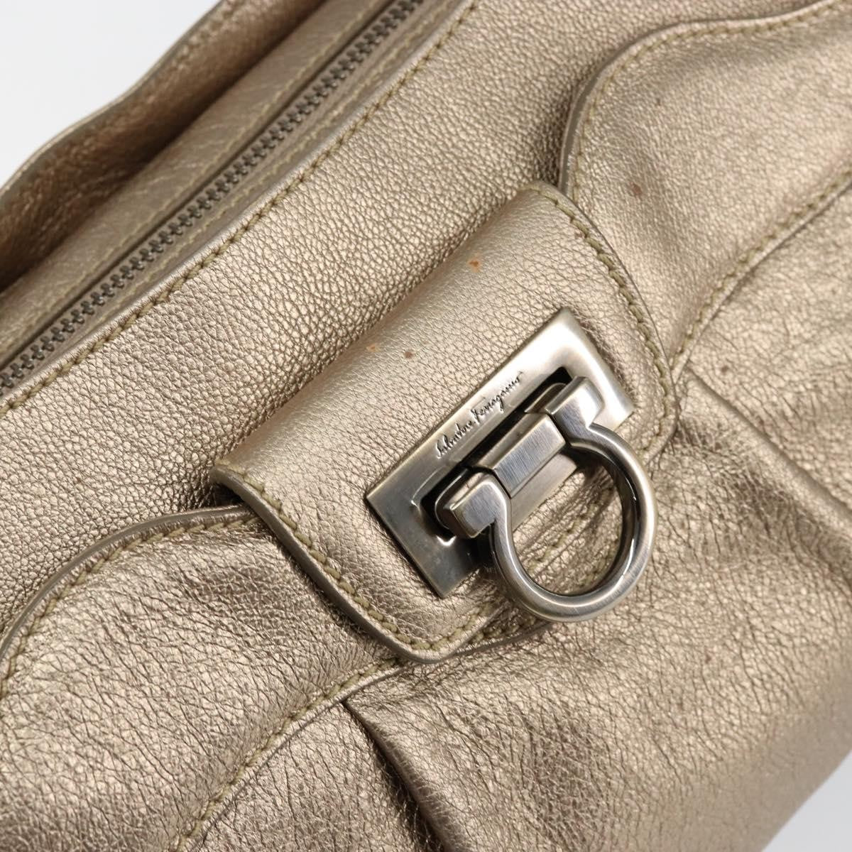Salvatore Ferragamo Gancini Tote Leather Gold Leather Tote Bag Bag (Pre-Owned)