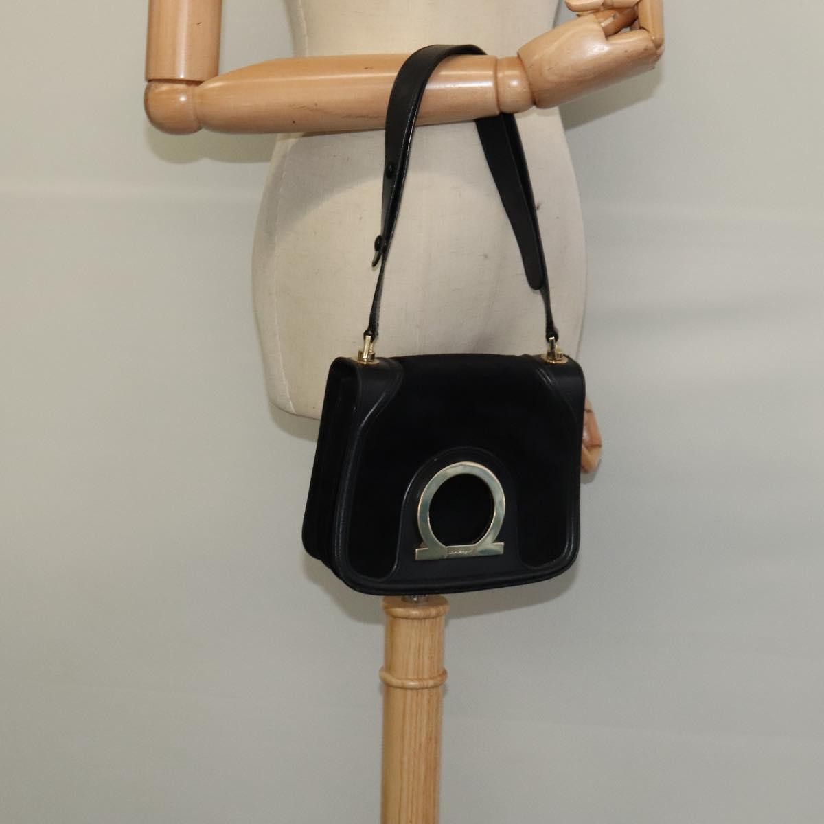 Salvatore Ferragamo Gancini Suede Black Suede Shoulder Bag Bag (Pre-Owned)