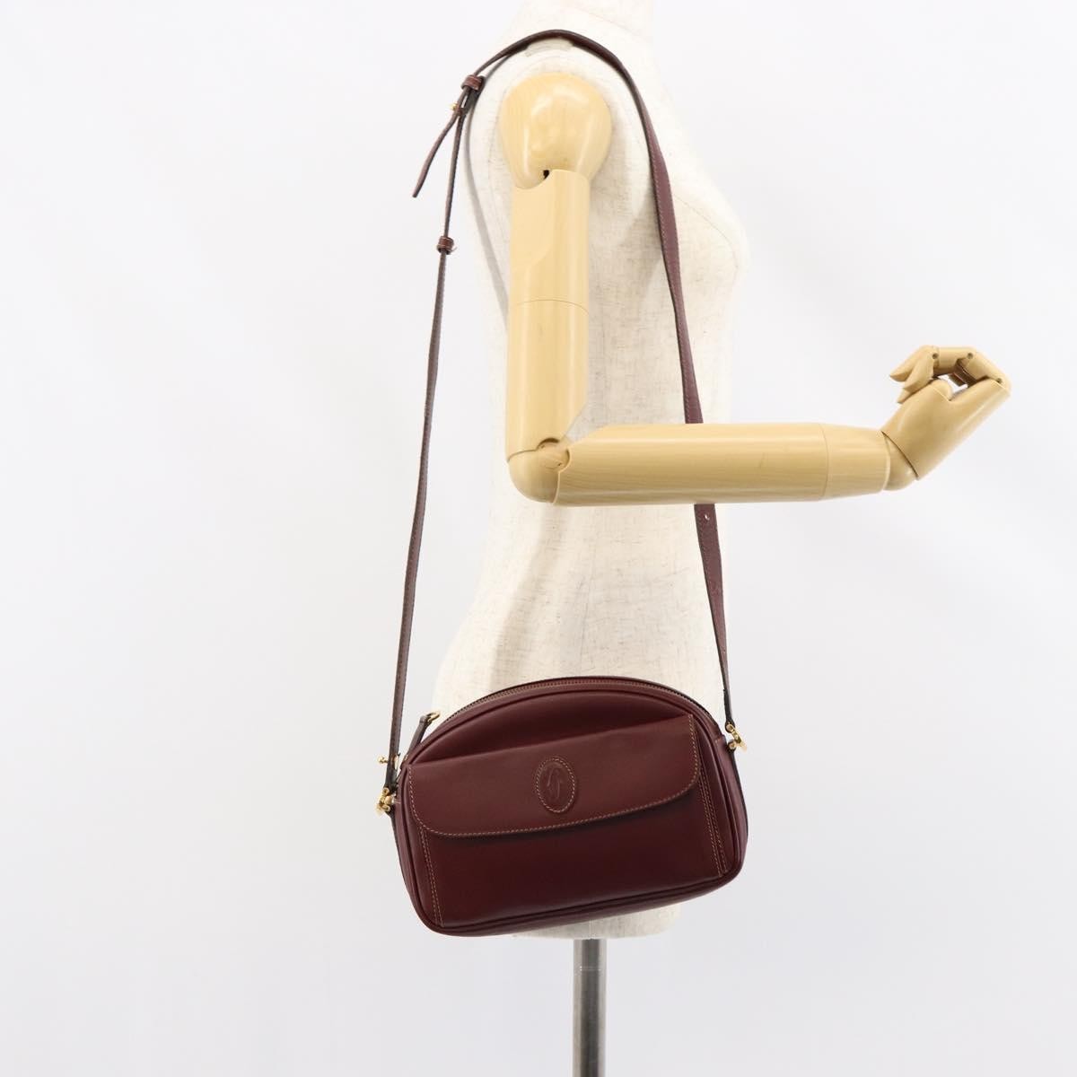 Cartier Must De Cartier Leather Burgundy Leather Shoulder Bag Bag (Pre-Owned)