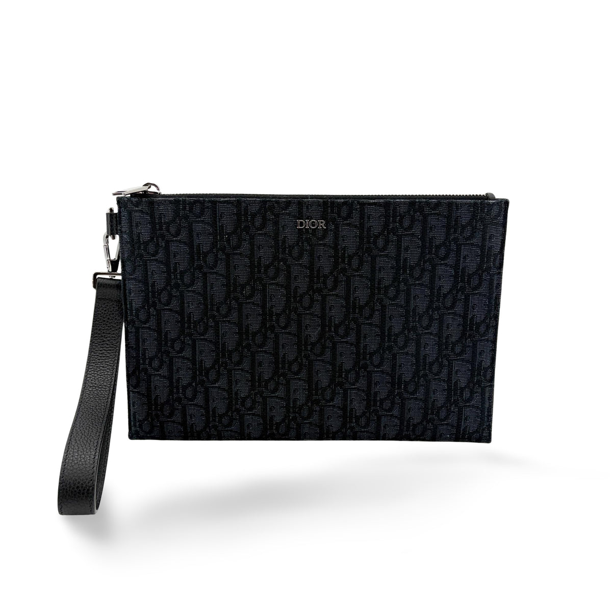 Christian Dior A5 Pouch Printed Oblique Denim Black Other Clutche & Pouche Bag (Pre-Owned)