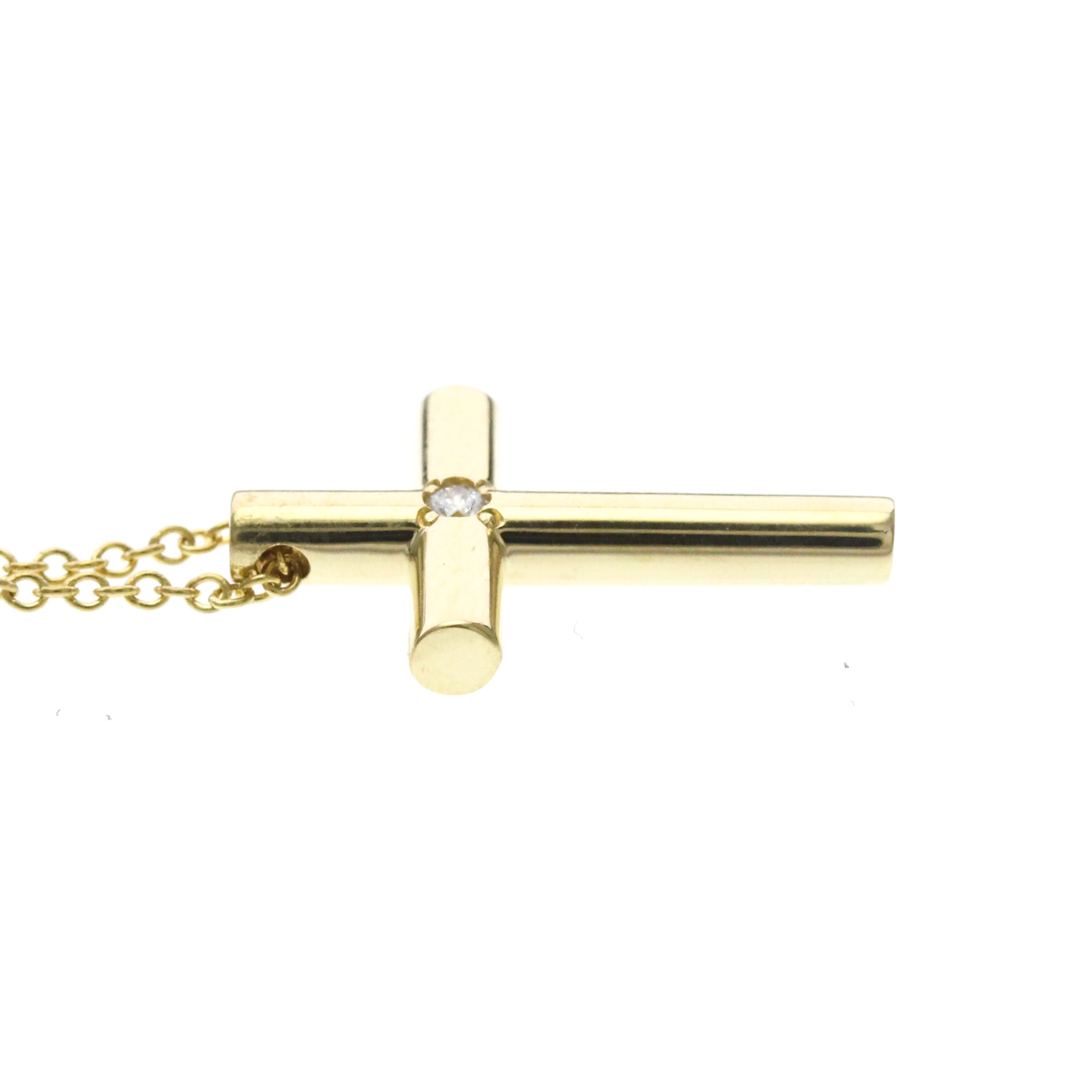 Tiffany & Co. Cross Pendant 18K Yellow Gold With Diamond Gold Yellow_Gold Necklace Jewelry (Pre-Owned)