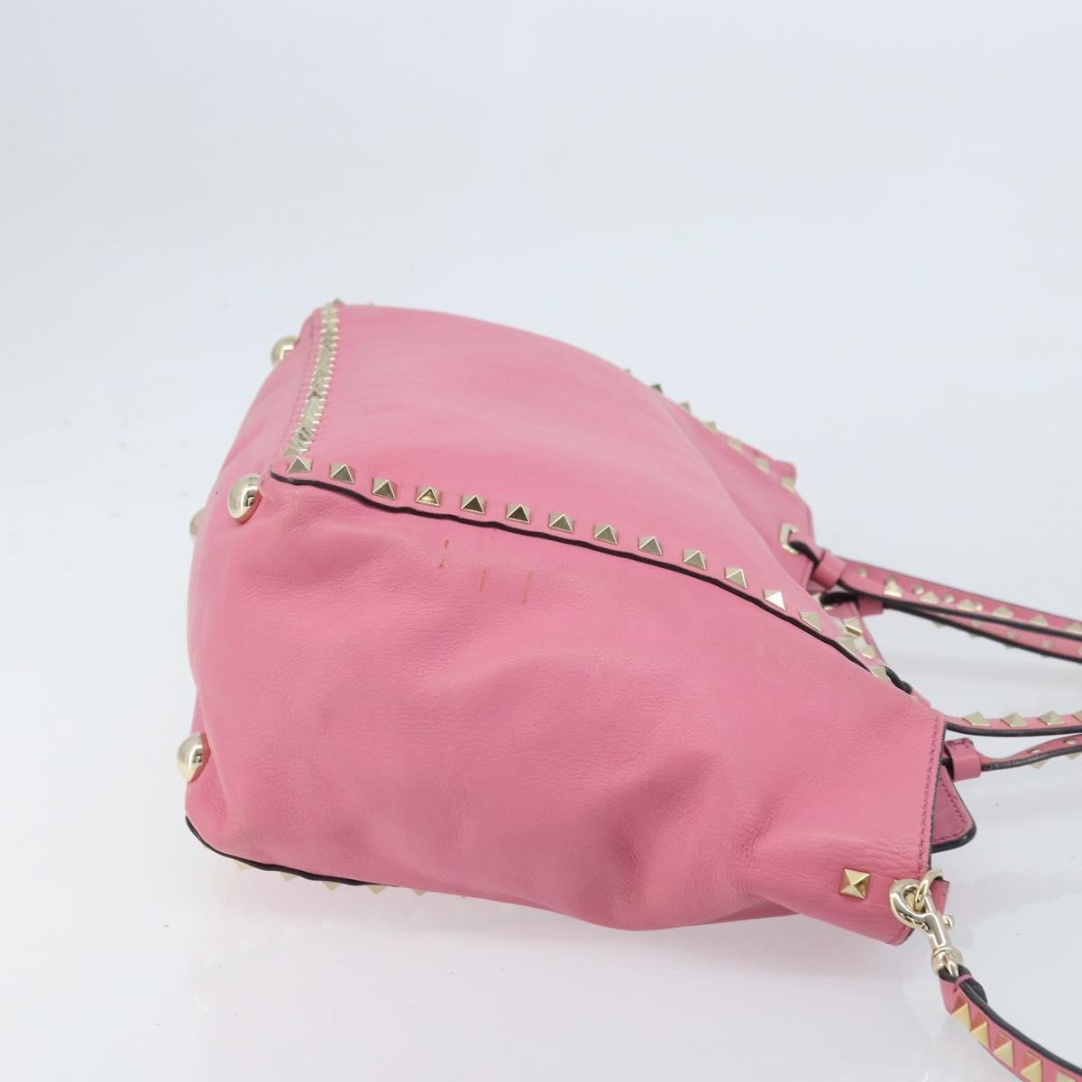 Valentino Garavani Rockstud Tote Soft Leather Pink Leather Tote Bag Bag (Pre-Owned)