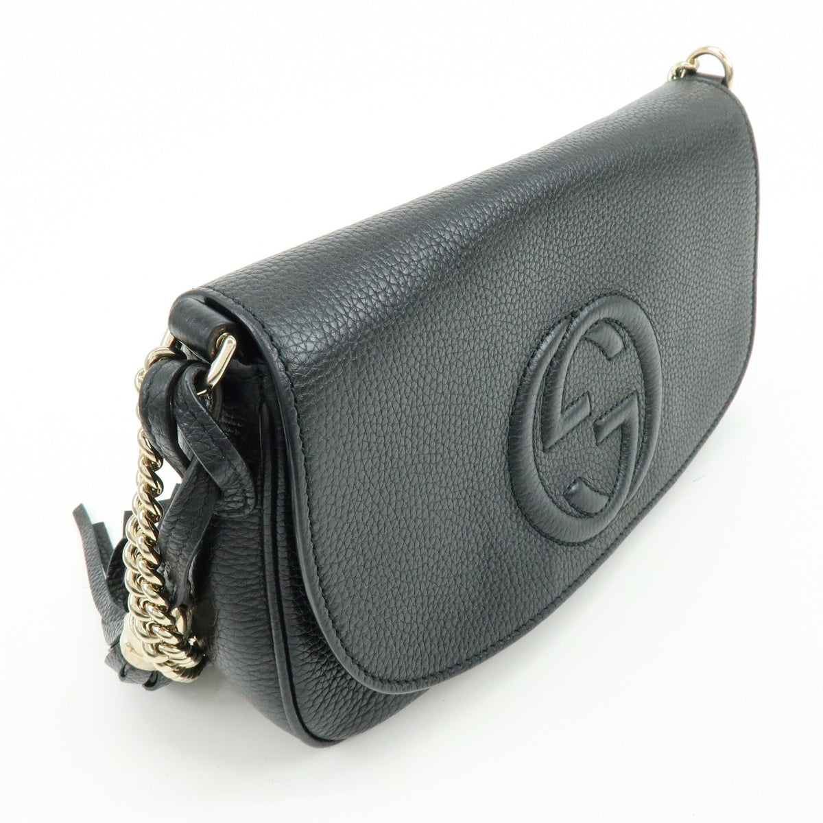 Gucci Soho Chain Leather Black Calfskin Crossbody Bag Bag (Pre-Owned)
