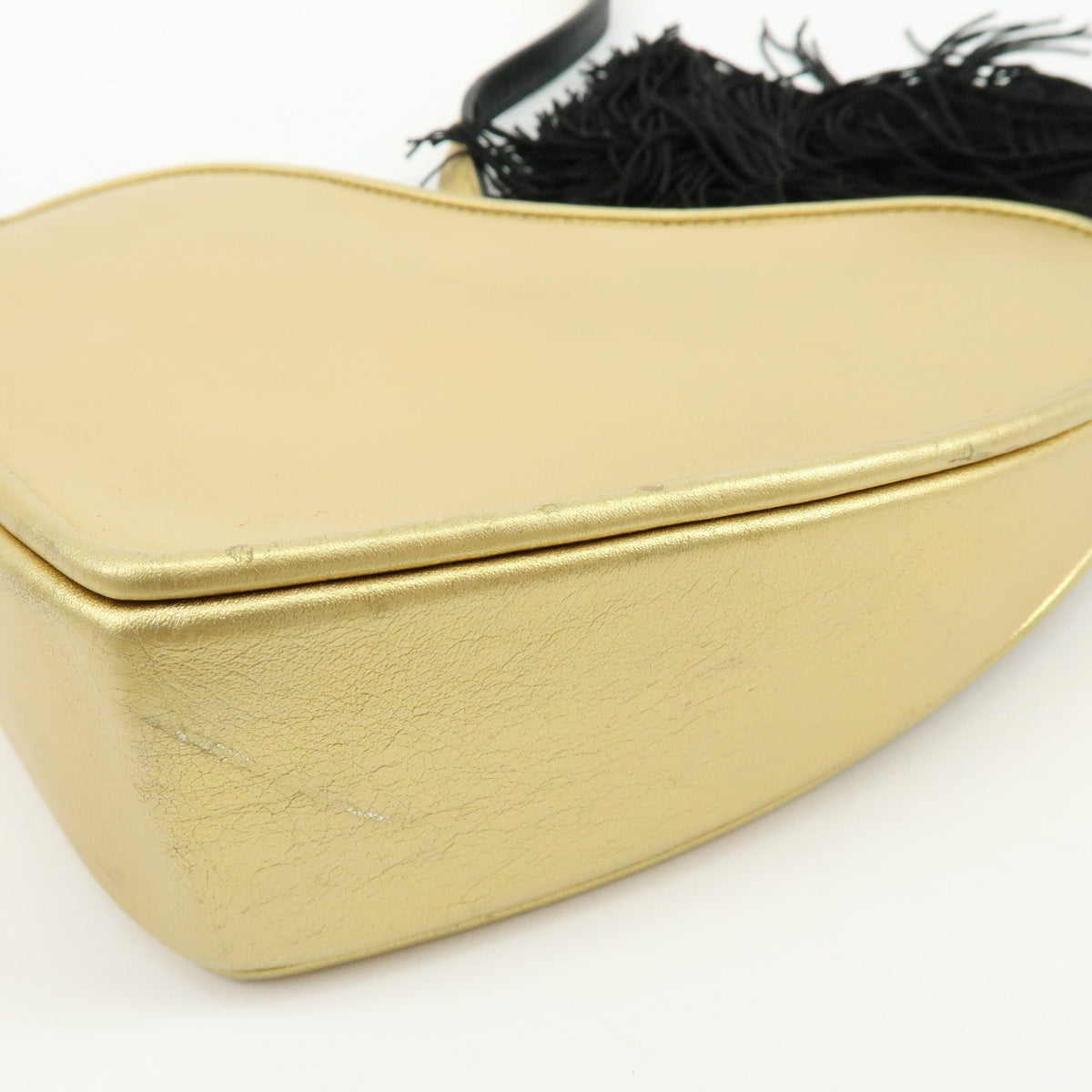 Saint Laurent Love Heart Tassel Chain Leather Gold Leather Handbag (Pre-Owned)