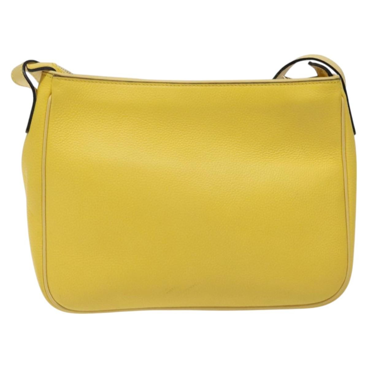 Celine Vintage Leather Yellow Leather Shoulder Bag Bag (Pre-Owned)