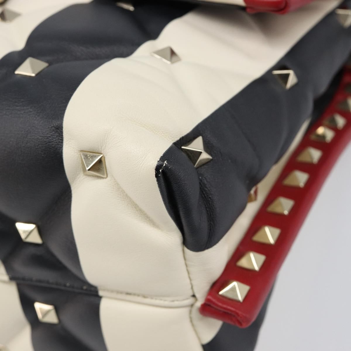 Valentino Garavani Candystud Top Handle Leather Red Leather Handbag (Pre-Owned)