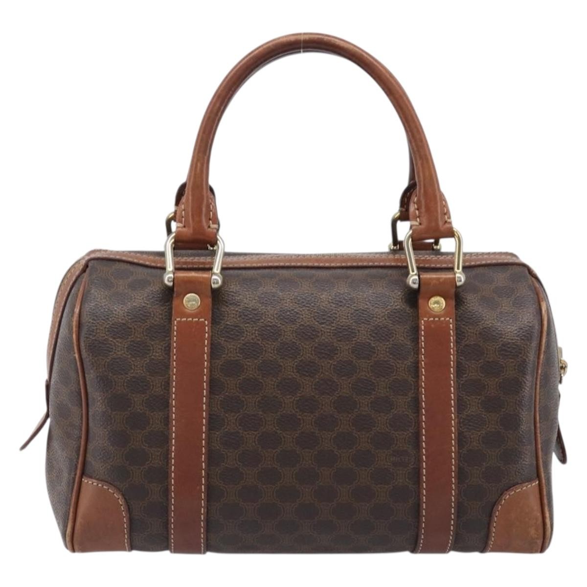 Celine Boston Triomphe Coated Canvas Brown Pvc Handbag (Pre-Owned)