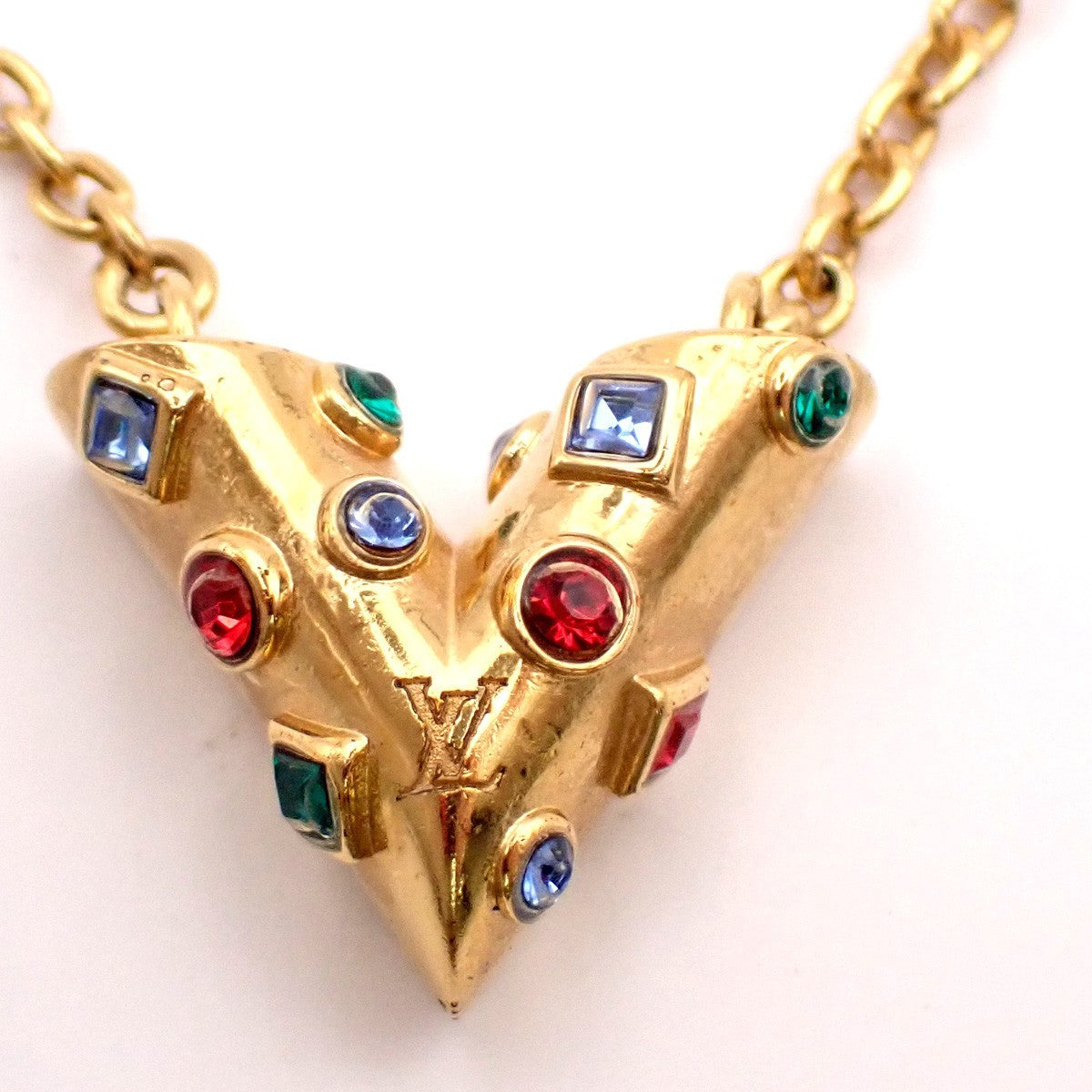 Louis Vuitton Essential V Metal Gold Gold_Plated Necklace Jewelry (Pre-Owned)