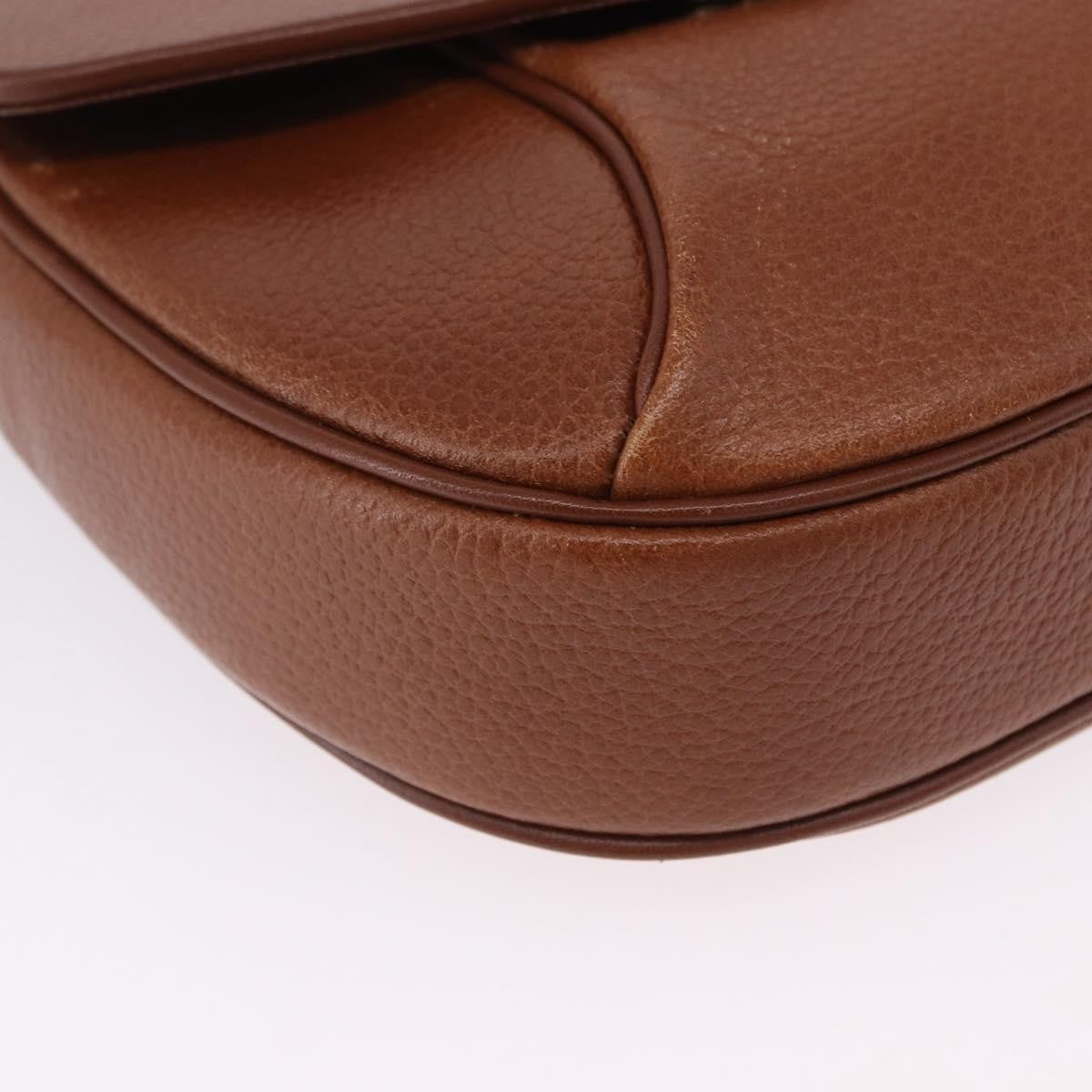 Burberry Flap Shoulder Leather Brown Leather Shoulder Bag Bag (Pre-Owned)