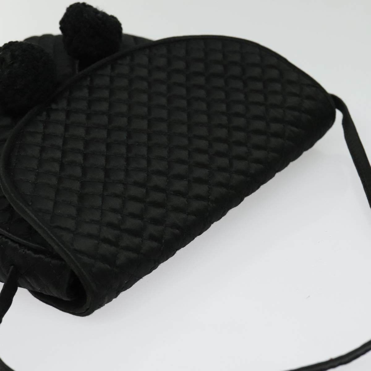 Bottega Veneta Intrecciato Clutch Calfskin Black Satin Shoulder Bag Bag (Pre-Owned)