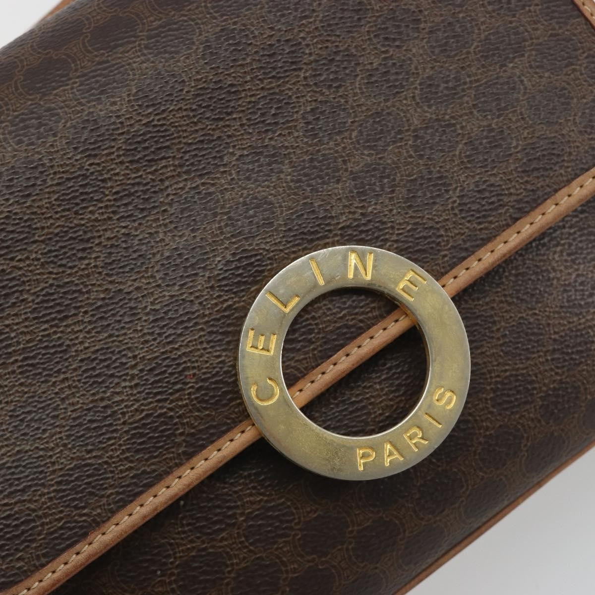 Celine Vintage Macadam Circle Logo Canvas And Leather Brown Canvas Shoulder Bag Bag (Pre-Owned)
