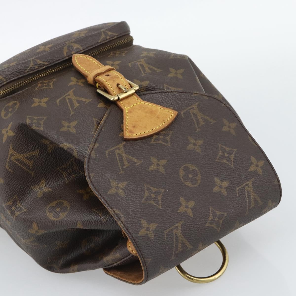 Louis Vuitton Montsouris Monogram Washed Denim Brown Canvas Backpack Bag (Pre-Owned)