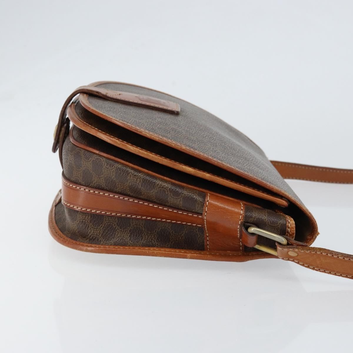 Celine Vintage Macadam Canvas And Leather Brown Canvas Shoulder Bag Bag (Pre-Owned)