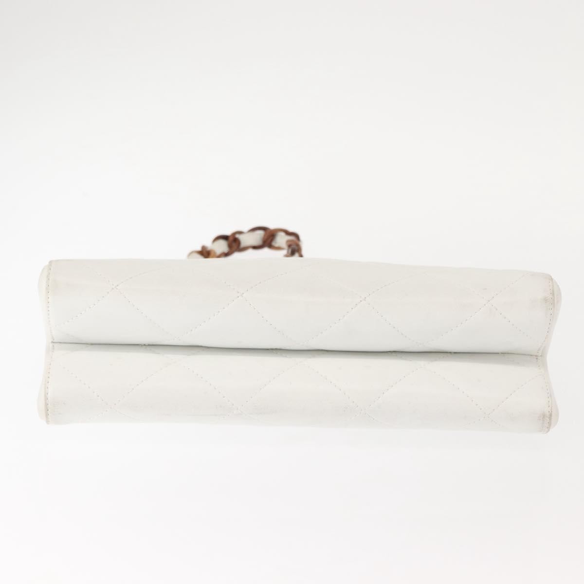 Chanel Resin Chain Clutch Bag Quilted Leather & Tortoise-Shell Motif Resin White Leather Clutche & Pouche Bag (Pre-Owned)