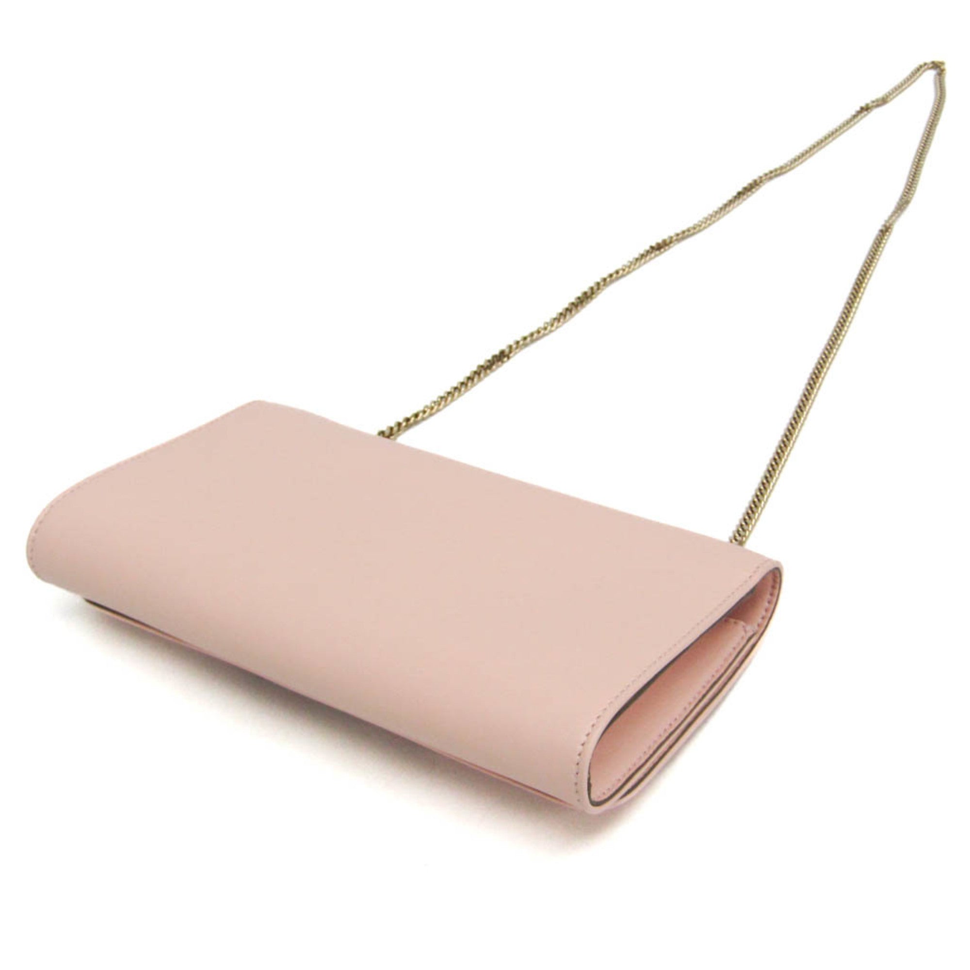 Chloe Bow Detail Wallet On Chain Leather Pink Leather Clutche & Pouche Bag (Pre-Owned)