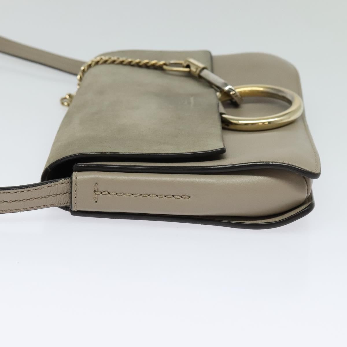 Chloe Faye Leather And Suede Beige Leather Shoulder Bag Bag (Pre-Owned)