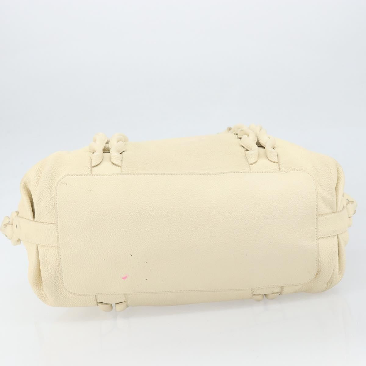 Salvatore Ferragamo Gancini Tote Leather Beige Leather Tote Bag Bag (Pre-Owned)