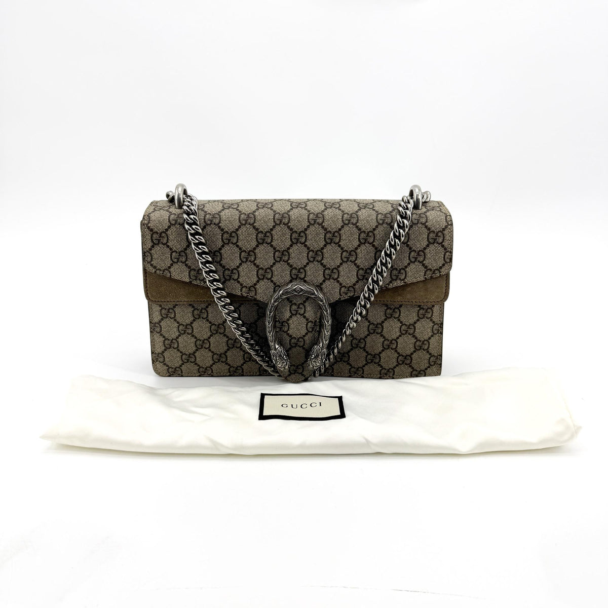 Gucci Dionysus Gg Coated Canvas Brown Suede Handbag (Pre-Owned)
