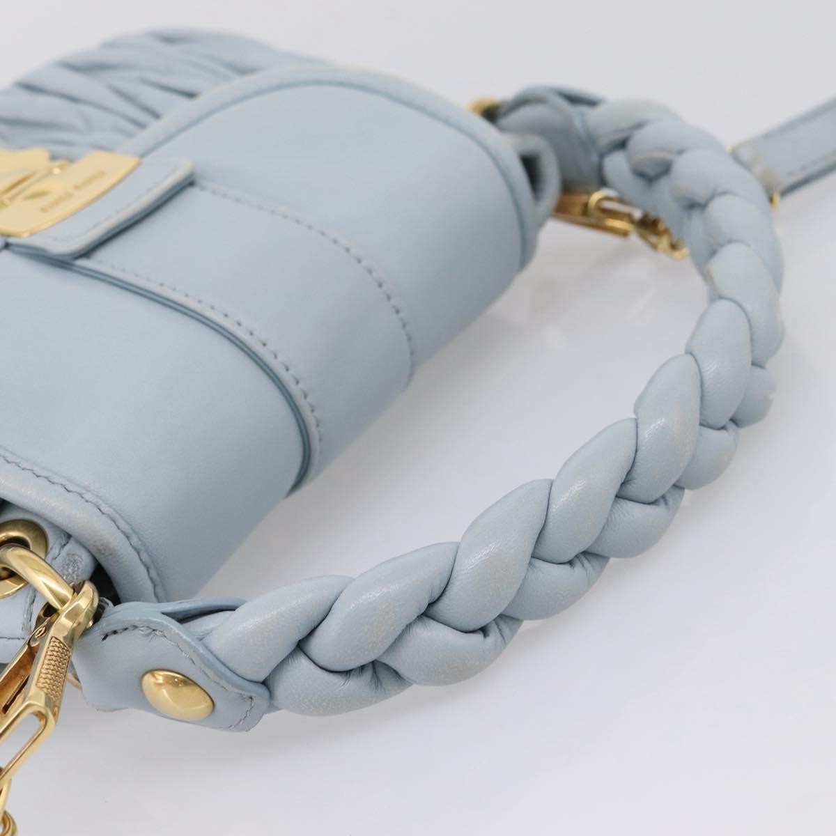 Miu Miu Coffer Hobo Matelasse Leather Blue Leather Handbag (Pre-Owned)
