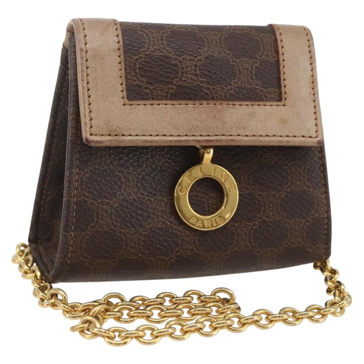 Celine Vintage Macadam Canvas And Leather Brown Canvas Shoulder Bag Bag (Pre-Owned)