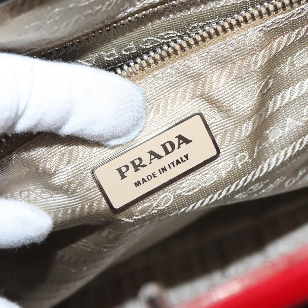 Prada Vintage Patent Leather Red Patent_Leather Handbag (Pre-Owned)