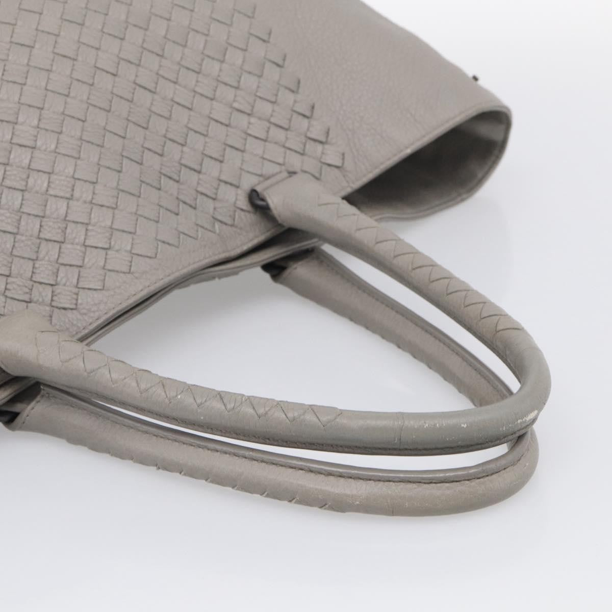 Bottega Veneta Side Snap Leather And Intrecciato Nappa Gray Leather Tote Bag Bag (Pre-Owned)